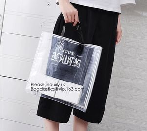 Manufacturer Custom Logo Transparent Clear PVC Plastic Portable Packaging Promotional Gifts Shopping Tote Bag, bagease