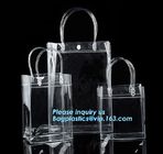 Customized PP/PVC/PETclear plastic gift bag, Reusable Single bottle wine bag Pvc wine bottle gift bag, plastic transpare