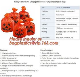 Halloween Pumpkin Leaf Bags Bundle: 2 Different Sets of Lantern Leaf Bags,Outdoor 30 Microns Jumbo Plastic Halloween Pum