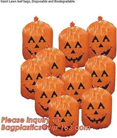 disposable Halloween Pumpkin Leaf Trash Bags Set 4 Orange Yard Decor Party Jack-O-Lantern,halloween pumpkin bag/ Hallowe