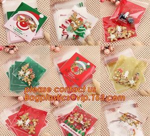 professional design cute santa deer elk christmas opp cookie bags, moisture proof opp cookies bag,Merry Christmas 50 Pcs