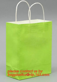 Promotional paper bag in fancy paper and foil logo, Fashion gift paper bag with ribbon handle, Special handle design pap