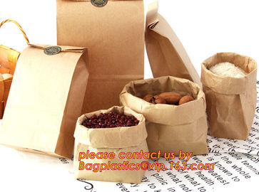 70g food grade brown kraft paper bag with customized logo printing, Pinch Bottom Paper Bag, Greaseproof Paper Bag with L