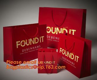 Quality assured custom logo black ribbon handle luxury paper shopping bag