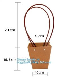 Logo Personalized Portable Bouquet Flower Carrier Gift Packing Paper Bag,Kraft Paper Laminated Pp Woven Paper Bag Flower