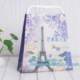 High quality paper flower carrier bags with custom logo, luxury package bags for flowers,lamination printing custom shop