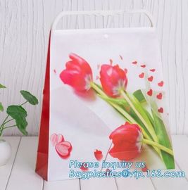 High quality paper flower carrier bags with custom logo, luxury package bags for flowers,lamination printing custom shop