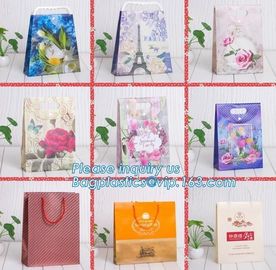 High quality paper flower carrier bags with custom logo, luxury package bags for flowers,lamination printing custom shop