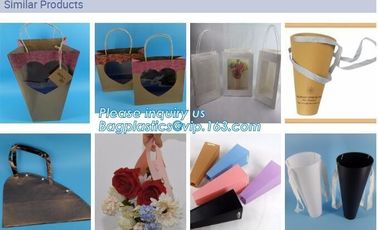 Custom own logo ice-cream cone shaped paper flower gift packaging bag,Christmas exquisite packing bottle box luxury one