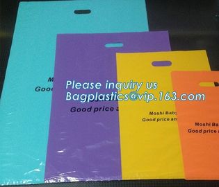 Custom print ldpe hdpe die cut handle carry poly apparel plastic merchandise gift packaging polythene shopping bag with