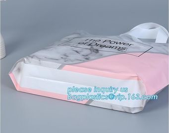 biodegradable plastic shopping bags with own logo,Low Density Glossy Plastic Handle Merchandise Clothing Die Cut Packing