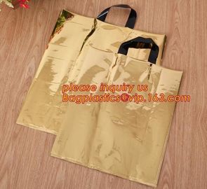 PLA COMPOSTABLE Biodegradable Plastic Trifold Handle Bag For Shopping Market, CLEAR FROSTED SOFT LOOP SHOPPER BAG