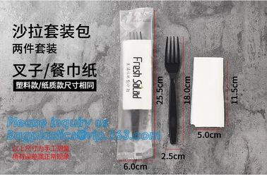 7in1 FDA Aviation Heavyweight Disposable Clear Plastic Camping Cutlery Set with Napkin,Fork Spoon Knife Fork Set For Fla