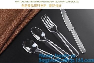 Disposable Flatware Set-Heavyweight Plastic Cutlery 100 Forks, 100 Spoons, 100 Knives,PP Disposable Plastic Cutlery ps