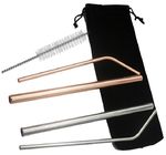 Eco-friendly reusable metal drinking straw stainless steel straw set with brush in blister card packing bagease bagplast