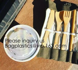 Eco friendly 5 Pieces Fork Knife Spoon Bamboo Disposable Cutlery Set Reusable Bamboo Cutlery Travel Set Bagease pack