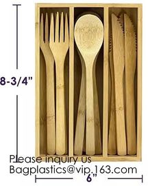 12-Piece Reusable Bamboo Flatware Set with Portable Storage Case,Chopping Board,Cheese Board,Pizza Board,Drawer Organzie