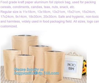 Food grade kraft paper aluminum foil ziplock bag, packing cereals,condiments,candies,teas,nuts,snack,food packaging pac