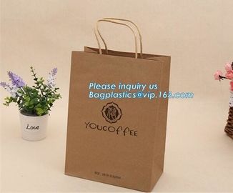 Brown kraft paper shoppinFood grade printed bakery brown greaseproof kraft paper bread packaging bags with clear window,