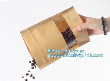 zipper. ziplock, Custom printed paper bread bags use for food packaging,Open Top Kraft Paper Laminated Foil Lined Flat B