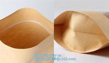 zipper. ziplock, Custom printed paper bread bags use for food packaging,Open Top Kraft Paper Laminated Foil Lined Flat B