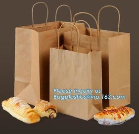 Custom printed kraft paper bags food grade with window bread packaging paper bags,Custom kraft breakfast pastry packagin