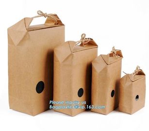 Food Grade Packaging Biodegradable Kraft Paper Rice Paper Bag,1kg 5kg food grade Rice package brown kraft paper packagin