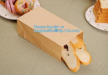 Bread Kraft Paper Bag Square Bottom Bag Takeaway food Packing Bag,Recyclable sandwich bread food packaging brown paper b