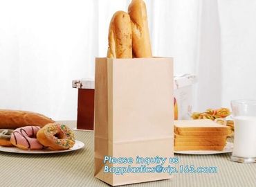 Bread Kraft Paper Bag Square Bottom Bag Takeaway food Packing Bag,Recyclable sandwich bread food packaging brown paper b