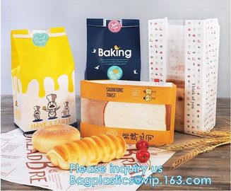 Custom Printed PE Coated White/Brown Kraft Paper,Sandwich/Bread/Cookie Paper Bag,Takeaway stand up kraft paper bread bag