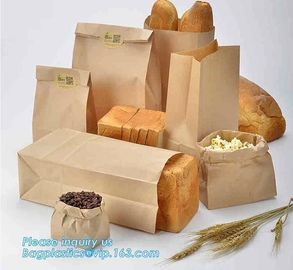 Eco-friendly high quality recycled custom logo printed brown dessert food craft bread paper lunch bags wholesale, bageas