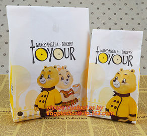 Customize 3 Side Visible Clear Window Offset Printing Bakery Bags, Customize V Bottom with Clear Window Food Grade Toast