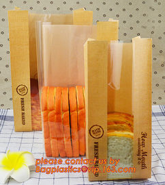 Customize 3 Side Visible Clear Window Offset Printing Bakery Bags, Customize V Bottom with Clear Window Food Grade Toast