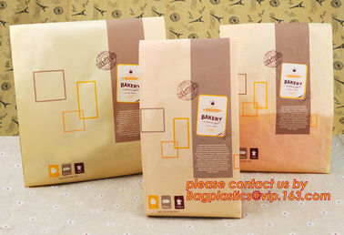 OPP Window Paper Bags, opp paper bags, Custom printed French bread packaging kraft paper bags with window, Take away