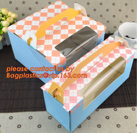 Custom artpaper handle cake box with PVC window, Sweet cake box with handle, cake box with window