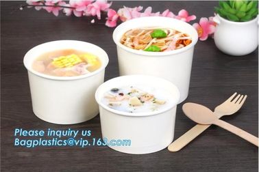 Disposable paper hot soup cup with paper flat lid,microwaveable deli container disposable plastic hot soup cups bagease