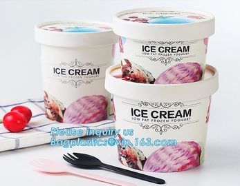 OEM Print logo food grade cheap disposable icecream cup with lids,flexo printing take away ice cream paper cup with dome