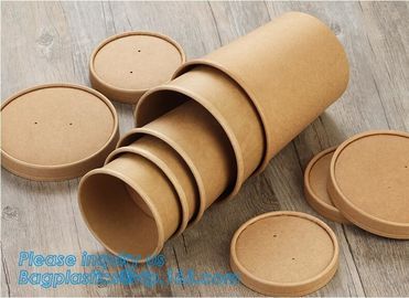 Disposable kraft paper soup cup_Double wall disposable hot coffee kraft paper soup cup_Easy Take away cups lid spoon