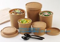 Disposable kraft paper soup cup_Double wall disposable hot coffee kraft paper soup cup_Easy Take away cups lid spoon