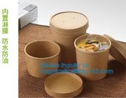 Disposable kraft paper soup cup_Double wall disposable hot coffee kraft paper soup cup_Easy Take away cups lid spoon