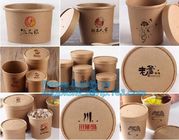 Eco Friendly Disposable takeaway food container Kraft Paper noodle bowls Hot Soup Cup With Paper Flat Lid bagease packag