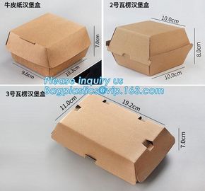 Eco Friendly Kraft Paper Takeaway Box Custom Food Packaging with Handle,Food Grade Paper Packing Burger Box, bagease pac