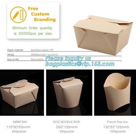 Customized kraft floding lunch takeaway packaging box,Kraft Paper Lunch Box Disposable Salad Box Food takeaway Packaging