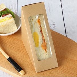 Kraft Triple Sandwich Wedge Box with Window Recyclable Paper Lunch Container Boxes,Promotional Triangle Sandwich Paper B