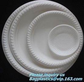 Eco friendly biodegradable sugarcane bagasse tableware sets disposable paper pulp plate 6 inch round disc bagease packag