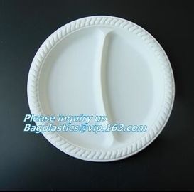 Round 11 inch 4 compartment disposable corn starch plates,3 compartments disposable corn starch plates, corn starch pack