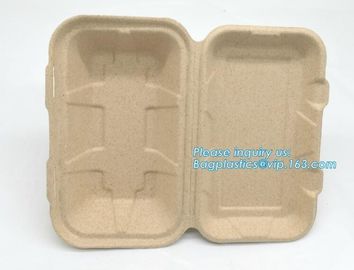 Compartment hinged container sugarcane bassage pulp food serving box 750ml bassage take out container bagplastics packa