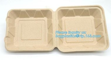 Compartment hinged container sugarcane bassage pulp food serving box 750ml bassage take out container bagplastics packa