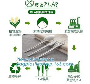 PLA cutlery |knife|fork|spoon,EN13432 certificate PLA Cutlery fork,Disposable and biodegradable PLA tableware,bagease pa