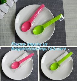 Pink Corn Starch Ice Cream Dessert Spoon,ECO-friendly Corn starch Compostable Spoon,EU style corn starch disposable plas